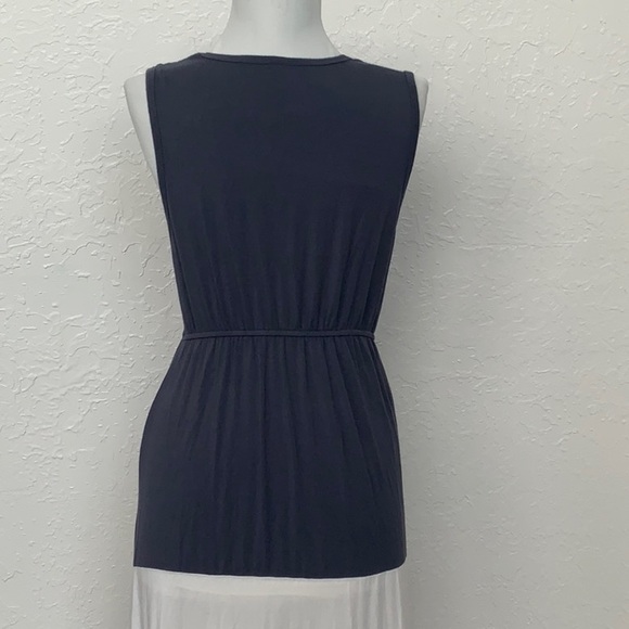 Go Couture Grey White Stripe Maxi Dress Long Empire Stretch Boho Beach - Picture 7 of 8